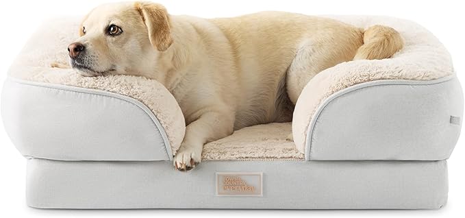 TOWN & COUNTRY EVERYDAY CuddleTown Comfy Solid Bolster Sofa Pet Bed, Supportive & Calming Egg Crate Foam, Non-Slip Bottom, Machine Washable Cover, Grey, Medium 28"x23"x8"