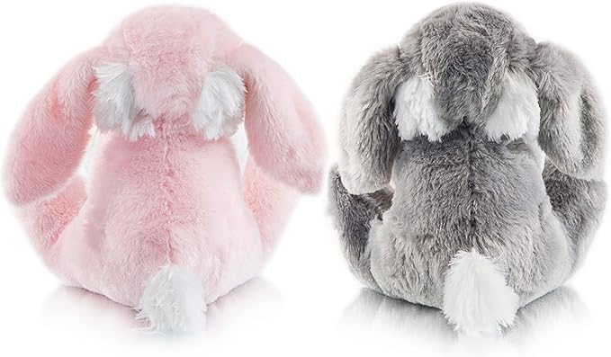 My OLi Bunny Stuffed Animal Pack of 2 Plush Rabbit 7in Stuffed Bunny with Floppy Ear Bedtime Friend Soft Toy Gifts for Girls Boys Kids, Gray & Pink