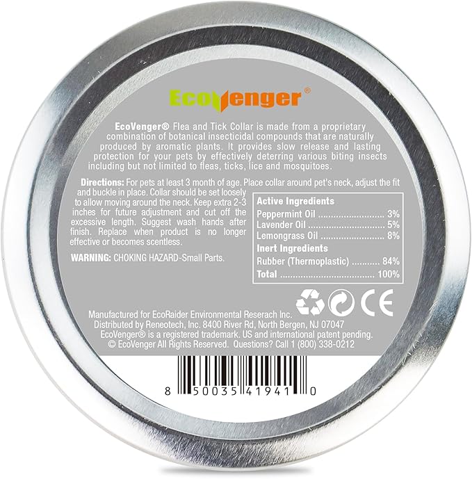EcoVenger Flea & Tick Collar Repellent 2-Pack White, Fits Both Dogs & Cats, Built-in Pant-Based Formula Strong Repellency Slow Release, Lasting Deterrence and Protection, Pleasant Aroma, Waterproof
