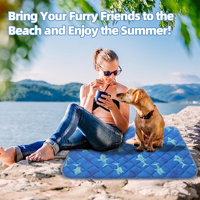 Homimp Dog Cooling Mat,19.5" x 27.5" Thicken Self-Cooling Mat for Dog&Cat,Internal Waterproof& Endothermic,Washable Pet Ice Cool Pad Blanket,Pet Sleeping Pad for Indoor Outdoor in Summer, Non-Toxic