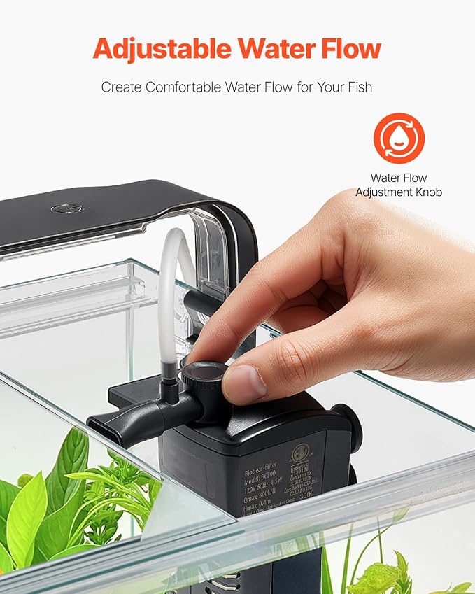 VEVOR Fish Tank Aquarium, 5 Gallon Square Ultra-Clear Glass Starter Smart Tank Adjustable 3 Color Lighting, Self Cleaning System Fishbowl for Freshwater & Saltwater Fish Home, Office, or Pet Use