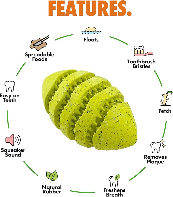 Max Fusion with Nike Grind, Arlee Spiro Football Treat Dispensing Dog Toy, Durable Dog Treat Toy, L