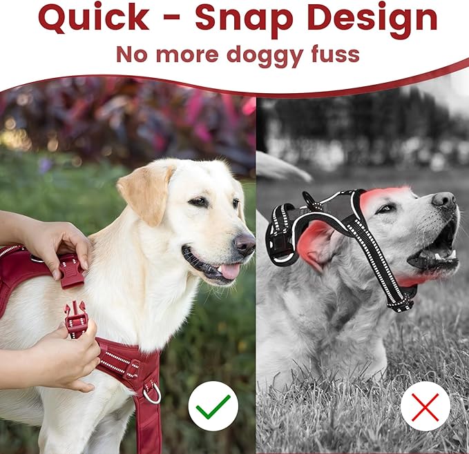 No Pull Dog Harness, Reflective Puppy Vest for Small Medium Large Sized Dog(Burgundy Red,XS)