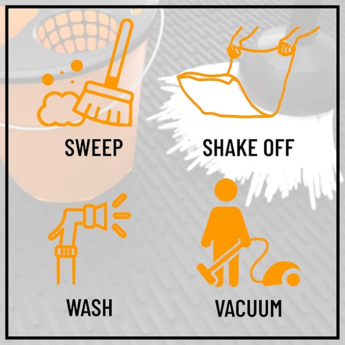 Indoor/Outdoor Hose-Wash Ribbed Design Non-Slip Rubber 2x3 Modern Entryway Mat for Entryway, Patio, Backyard, Garage, 24" x 36", Black Ribbed