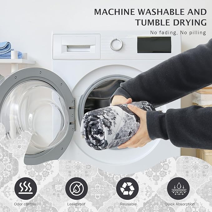 IEUUMLER Washable Pee Pads for Dogs, 2 Pack Reusable Pee Pads for Dogs Non-Slip Grip, Super Absorbent Waterproof Puppy Pads for Potty Training, Playpen, Crate, Whelping Box EU011 Black Grey, 36x24