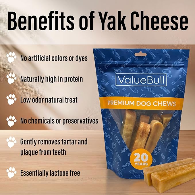 ValueBull Himalayan Yak Cheese Dog Chews, Medium, 100 ct Wholesale Pack - Long Lasting for Aggressive Chewers, All Natural, Healthy & Safe, Low Odor Nepal Yak Milk Chews