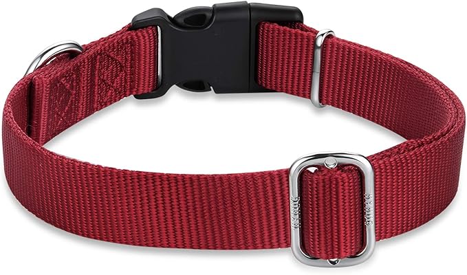 Hyhug Dog Collar for Large Dogs, Heavy Duty Red| Quick Release Nylon Buckle Collar, Adjustable & Durable Pet Supplies for Boy & Girl Dogs (Large, Red)