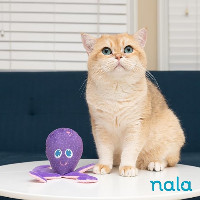Caitec Presents Nala Cat Ollie The Octopus - Catnip Toy - Interactive Cat Toy - Chew Toy - Pillow Toy, 2 Pack