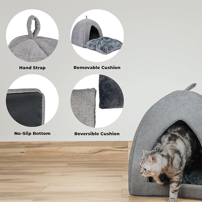 Best Pet Supplies Pet Tent-Soft Bed for Dog and Cat by - Gray, 16" x 16" x H:16"