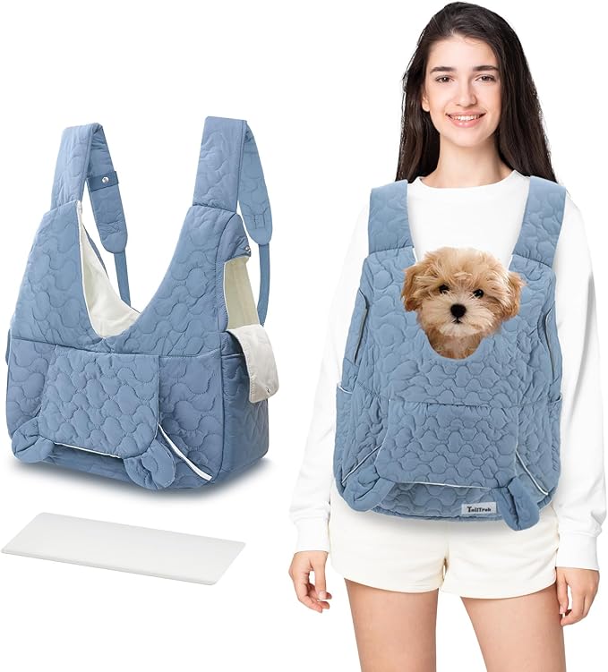 Pet Carrier Backpack, Adjustable Pet Front Cat Dog Carrier Backpack Travel Bag for Small Medium Dogs Cats and Rabbits, Safety Strap with Removable Bottom Plate for Camping Hiking Traveling