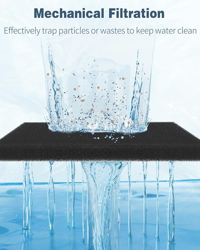 Pawfly 2 Pack Aquarium Bio Sponge Filter Media Pad, 40 PPI Filter Foam Sponge Pads Cut-to-Size Foam for Fish Tank Filters Sumps Ponds Hydroponics, 9" x 9" x 0.5"