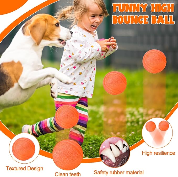 Jenaai 20 Pcs Indestructible Dog Toy Balls for Aggressive Chewers Chew Resistant Solid Rubber Bouncy Ball for Teeth Cleaning, 2in/5cm Diameter(Orange)