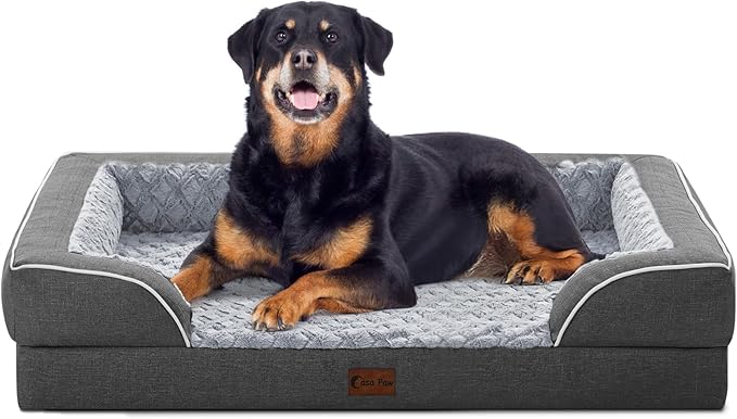 Orthopedic Waterproof Dogs Bed for Extra Large Dogs, Memory Foam XL Dog Beds with Sides, Egg-Crate Foam and Non-Slip Bottom Jumbo Dog Couch Bed with Washable Removable Cover(Jumbo,Dark Grey)