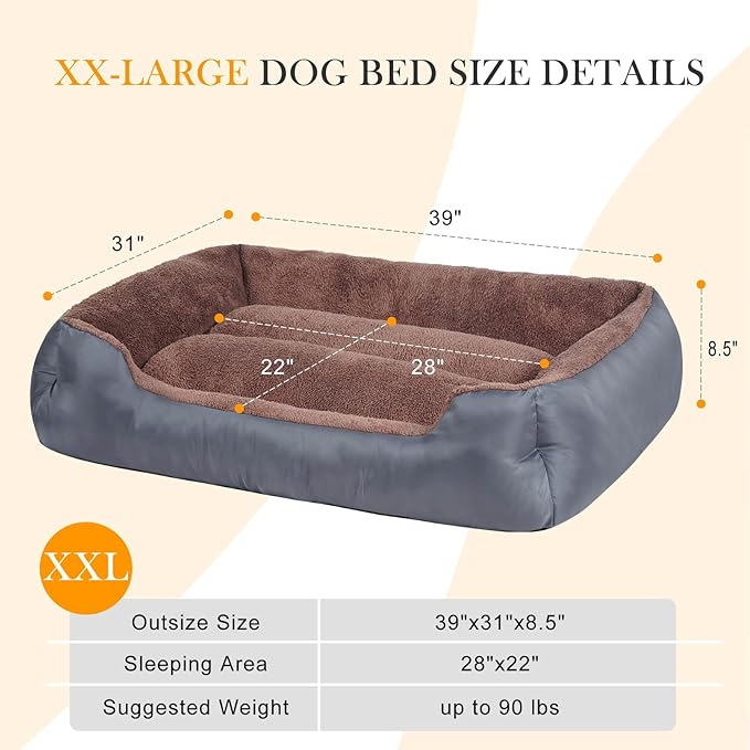 Pet Dog Bed, Comfy and Soft Dog Bed, Extra Large Pet Bed for Large Dogs with Non-Slip Bottom