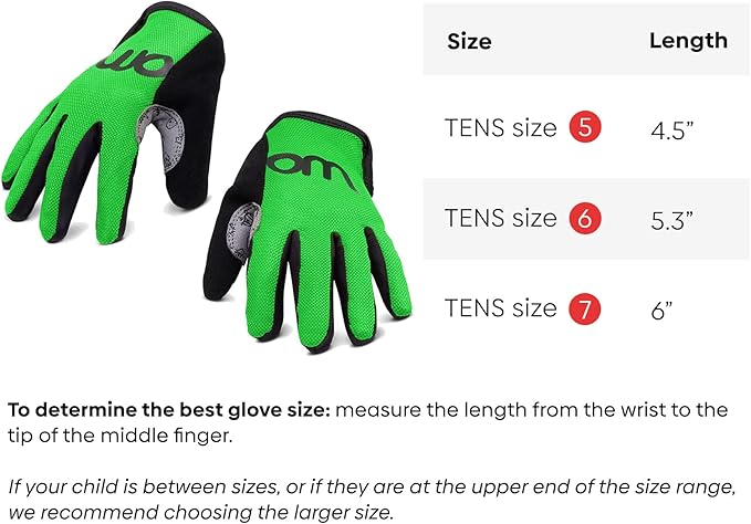 woom TENS Bike Gloves, Child’s & Youth Bicycle Full Finger Protection with Grip for Road Cycling & Mountain Biking (Boys & Girls)