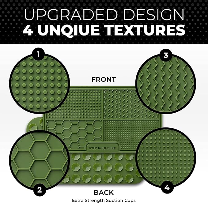 Pup Culture Dog Lick Mat for Dogs (2 Pack), Feeding Pad for Anxious Pets Plus 4 Different Puzzles for Mental Stimulation for Dogs - Supports Mental, Dental, and Digestive Health - Heavy Duty