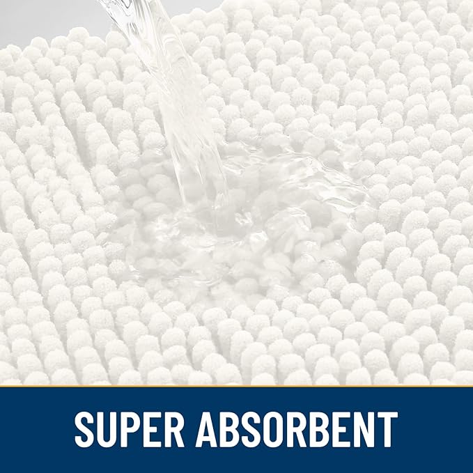 Smiry Dog Door Mat for Muddy Paws 24x16, Absorbs Moisture and Dirt Doormat, Non-Slip Washable Quick Dry Chenille Front Door Mat Indoor Entrance, Entryway Carpet for Inside Floor, Ivory