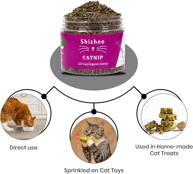 Catnip for Cats with Leaves and Flowers 100% Natural and Organic Catnip Premium Cat Nip for Cats & Kittens Used as a Snack or Refillable Catnip Treats for Cats (1/2 Cup, 2 Ounces)