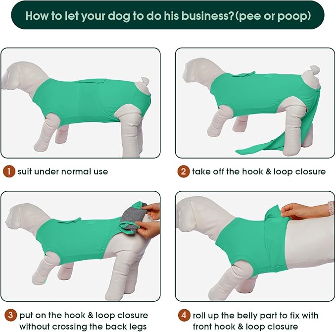 Kuoser Dog Surgery Suit Female Spay, Dog Recovery Suit Male Neuter, Puppy Clothes Onesie for Surgery Anti Licking Abdominal Wounds Pet Surgical Recovery Bodysuit Shirt, Substitute E-Collar & Cone