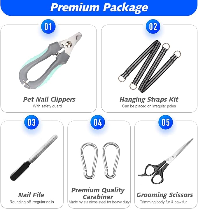 Pet Dog Grooming Hammock Harness for Medium Dogs Nail Trimming, Dog Sling for Cutting Nails, Dog Hanging Holder Hanger for Clipping Nails with Nail Clippers, Nail File, Scissors