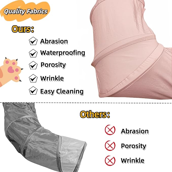 XxingSheep 4 Ways Shuttled XL Cat Tunnel Bed for Indoor Cats Peekaboo Cat Cave Donut with Cool Mat (Pink)