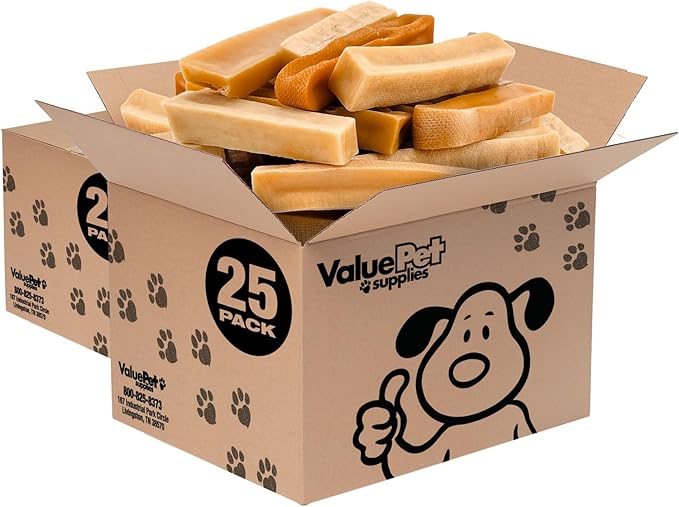ValueBull Himalayan Yak Cheese Dog Chews, Medium, 50 ct Bulk Pack - Long Lasting for Aggressive Chewers, All Natural, Healthy & Safe, Low Odor Nepal Yak Milk Chews