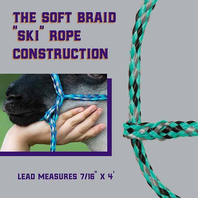 Weaver Leather Poly Rope Sheep Halter, Mint/Black/Gray
