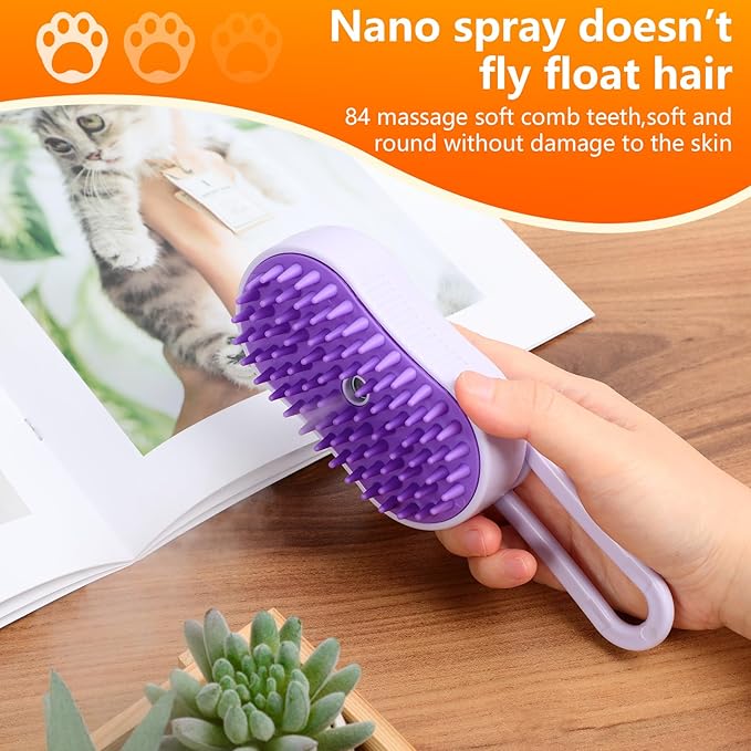 4 in 1 Cat Steam Brush for Shedding, Rechargeable Pet Steam Groomer Brush, Massage, Cleaning, Shedding & Combing Multifunctional Hair Removal Comb for Cats Dogs (Cream color)