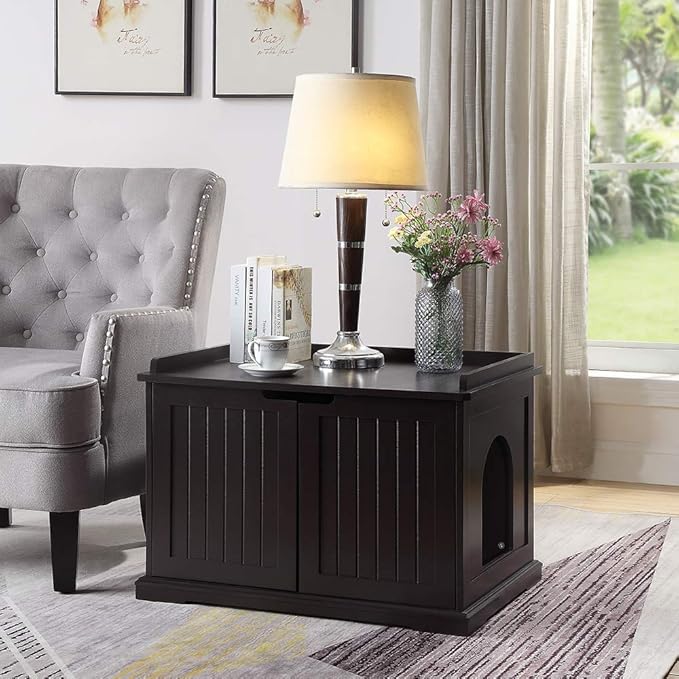 unipaws Cat Litter Box Enclosure Furniture, Cat Washroom, Hidden Litter Box Cover, Cabinet for Large Cat, Dog Proof Cat Litter Boxes, Hideaway Litter Box, Cat House