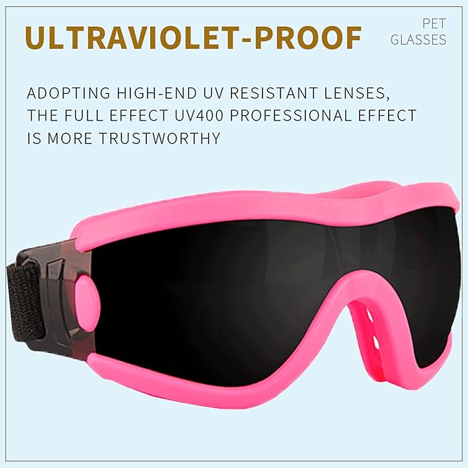 Small Dog Sunglasses with Adjustable Strap UV Protection, Winproof Puppy Sunglasses, Suitable for Dogs Eyes Protection，Soft Dog Goggles