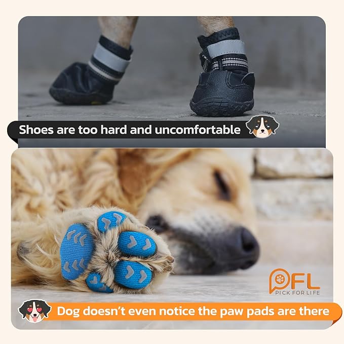 Non-Slip Paw Protector Pads for Senior Dogs, Anti-Slip Rubber Traction Stickers, Protect Dogs' Paws on Hardwood Floor, Blue, 48pcs, M (11-20lbs)