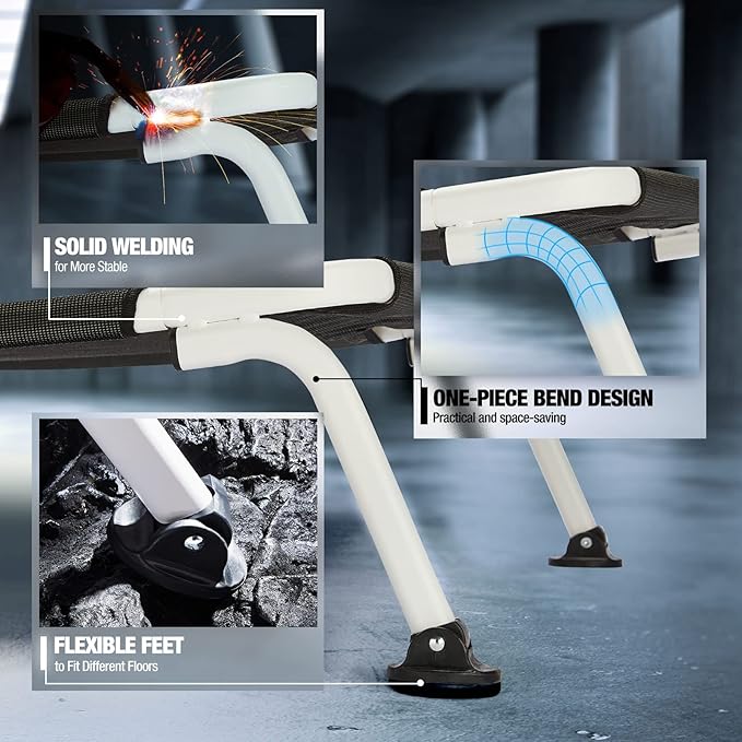 Veehoo Elevated Dog Bed for Outdoor, Cooling Waterproof Raised Dog Cots Beds for Large Dogs, Curved Off Ground Pet Hammock Cot Lifted for Outside, up to 85lbs, White Legs, Black 42"