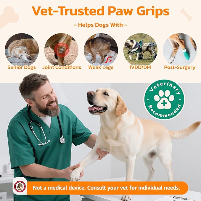 Non-Slip Dog Paw Protector Pads for Senior Dogs, Dog Paw Traction Stickers with Anti-Slip Rubber, Help Dogs Walk on Hardwood Floor, Essentials,Pink 48pcs, XXL for 61-80lbs