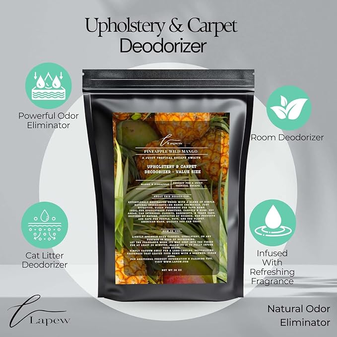 Pineapple Wild Mango Carpet Freshener Powder Refill 36 oz | Powerful Odor Eliminator for Home | Upholstery Deodorizer | Carpet Deodorizer | Pet Urine | Cat Litter Box
