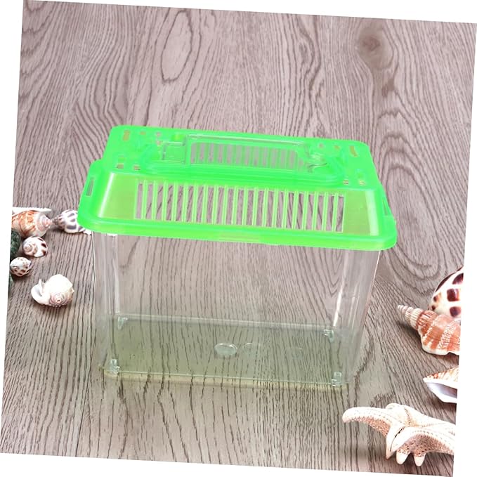 Betta Fish Tank LED Fish Tank Plastic Aquarium Gallon Fish Bowl Small Betta Tank Fish Box with Portable Goldfish Bowl Frog Suite Travel Green Portable Fish Tank Travel