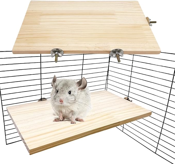 Chinchilla Wooden Platform Ledge 13 × 8 ’’ Bird Perch Stand Shelf 2PCS Large Platform for Ferret Rabbit Guinea Pig Conure Hamster Parrot Macaw Cockatiel