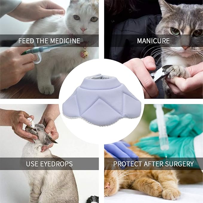 Soft Cat Recovery Collar,Adjustable Dog Cat Cone,Dog Protective Cone Collar After Surgery,for Kitten and Puppy,Small,Blue