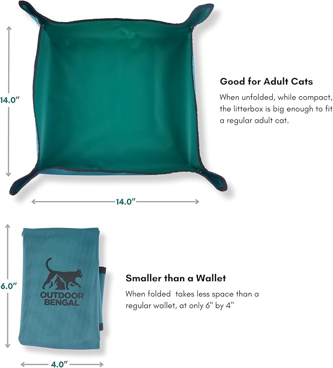 Travel Litter Box for Cats (3in1 Kit) – Foldable Litterbox + Litter Bag + Scooper (Portable Litter Box for Cat Traveling) Collapsible Litterbox for Car Travel with Cat, Camping, Plane