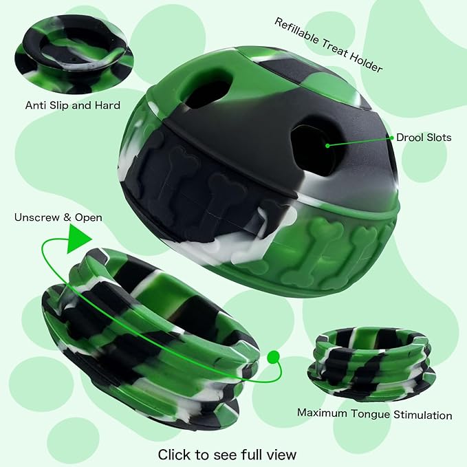 Interactive Dog Licking Toy - Freezable Fillable, Slow Feeding Puzzle Ball, Relieves Boredom and Stimulates Intelligence - This Interactive Dog Toy is Suitable for Small and Medium Breed