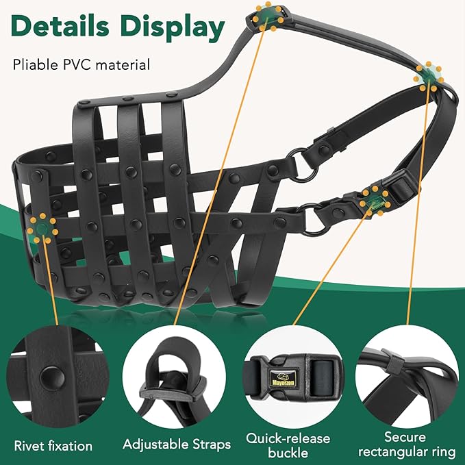 Mayerzon Dog Muzzle for Medium Large Dogs, Humane Basket Muzzle, Soft & Lightweight & Adjustable | Anti Biting Chewing Eating, Suits Training Walks Grooming Vet Visits, Drink & Pant Easily (Black, L)