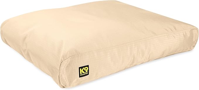 K9 Ballistics Tough Rectangle Pillow S Dog Bed - Removable Cover, Washable, Durable & Water Resistant Dog Bed Made for Small Dogs 24"x18" Sandstone
