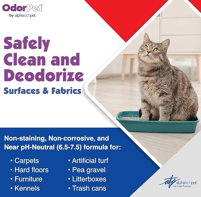 OdorPet Pet Stain Remover and Odor Eliminator - 64 Oz (Makes 2.55 Gallons of Working Solution) Non Staining, Professional Strength, Black Cherry Scent by Alpha Tech Pet