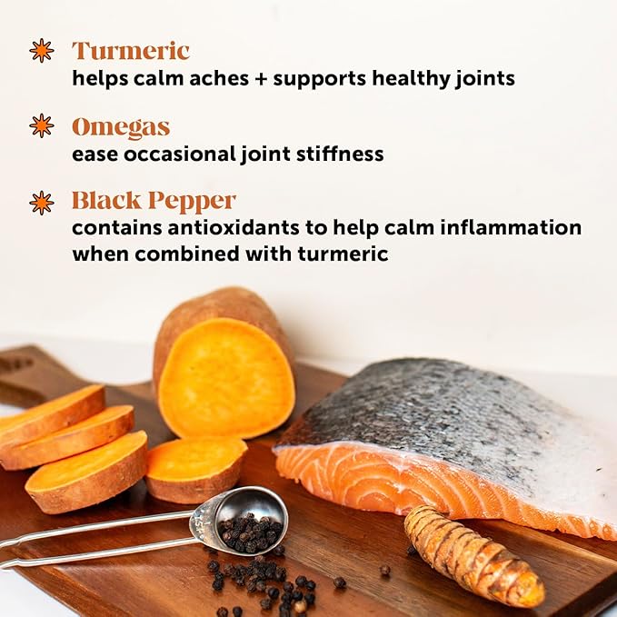 Hip & Joint Turmeric Health - Joint Supplement for Dogs, Omega-3 Fish Oil, Turmeric to Support Overall Health & Ease Stiffness - Advanced Pet Mobility Support - 90 Ct (Pumpkin)