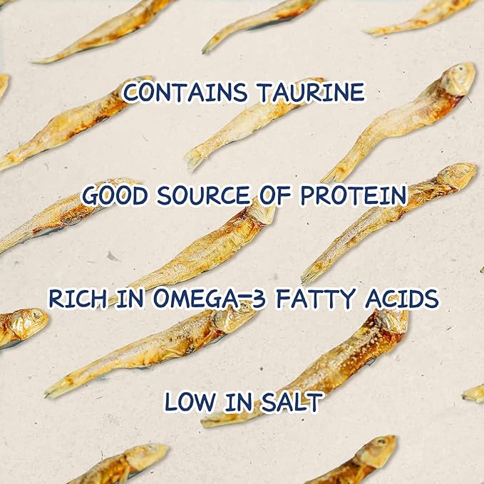 Whole Fish Treats for Dogs Cats, Air Dried -100% Wild-Caught Fish Treat, Only Two Ingredient, High in Protein and Omega-3, 8oz