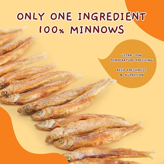 Jungle Calling Freeze Dried Minnows for Cats & Dogs, Single Ingredient Fish Cat & Dog Treats, High Protein Grain Free Pet Training Snacks, 2 oz