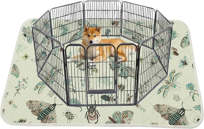 IEUUMLER Washable Pee Pads for Dogs, 1 Pack Insect Pattern Reusable Waterproof Puppy Potty Pads, Non-Slip Absorbent Pet Training Pads for Playpen Crate Bed EU014