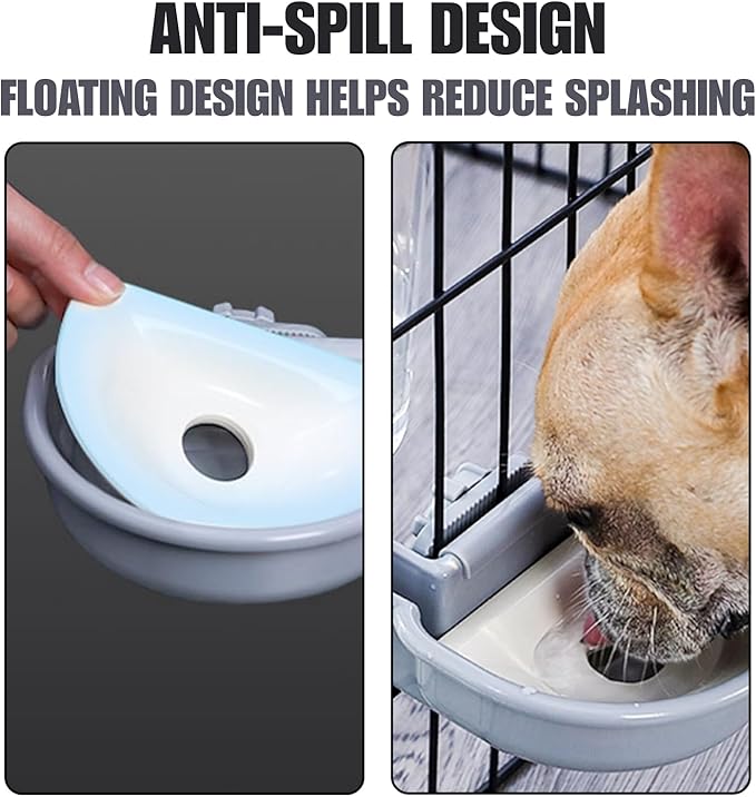 Automatic Pet Food Water Dispenser, Auto Gravity Pet Feeder Water Bottle Set for Crate, Feeding Station for Small Dog Cat Rabbit Guinea Pigs Chinchilla Ferret Hedgehog (Blue)