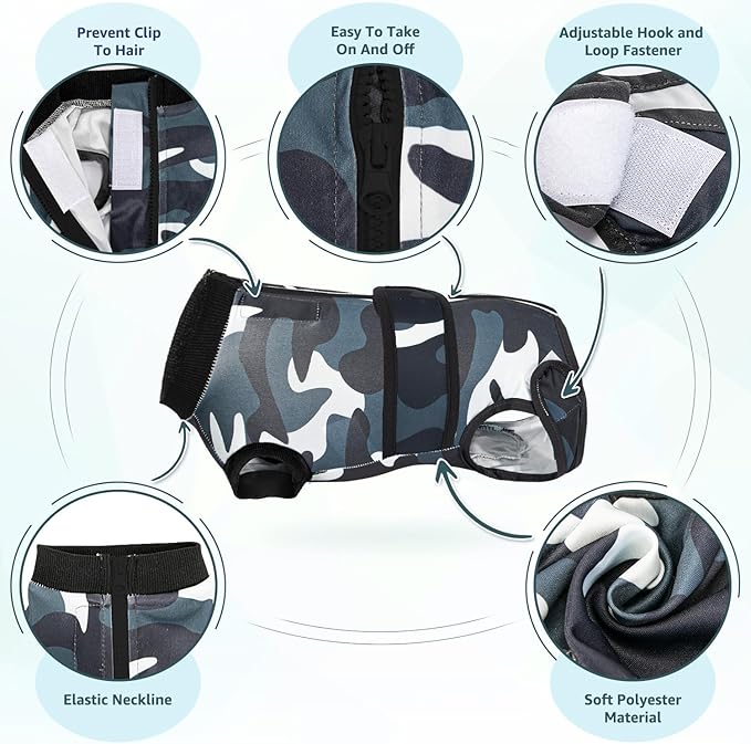 Lukovee Recovery Suit for Dogs, Zipper On Recovery Suit for Female Male Dog, Onesie Abdominal Wounds Cone E-Collar Alternative Prevent Licking Spay Recovery Suit (XX-Large, Camouflage)