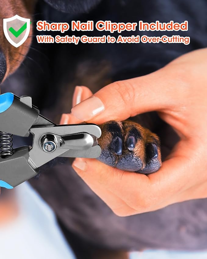 Super Powerful Dog Nail Trimmers and Dog Nail Clippers Combo, Ultra Quiet, 3 Speeds, 4 Bright Lights, with Travel Lock, for Small, Meddium and Large Dogs, Cats and Small Animals