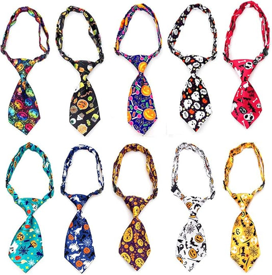 PET SHOW 10pcs Halloween Small Dog Ties Neckties for Doggies Cats Adjustable Holiday Grooming Accessories Neck Ties Bowties Girl Boy Festival Costumes Puppies Party Gift Favor